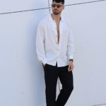 מכנס פשתן אוברסייז ארוך שחור