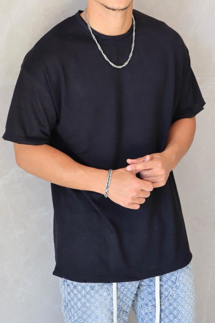 ⁦חולצת פשתן סלאב שחורה⁩ – תמונה ⁦6⁩