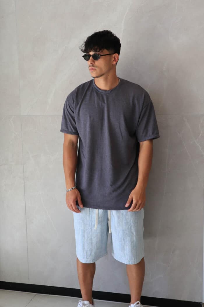 ⁦חולצת פשתן סלאב אפורה⁩ – תמונה ⁦2⁩