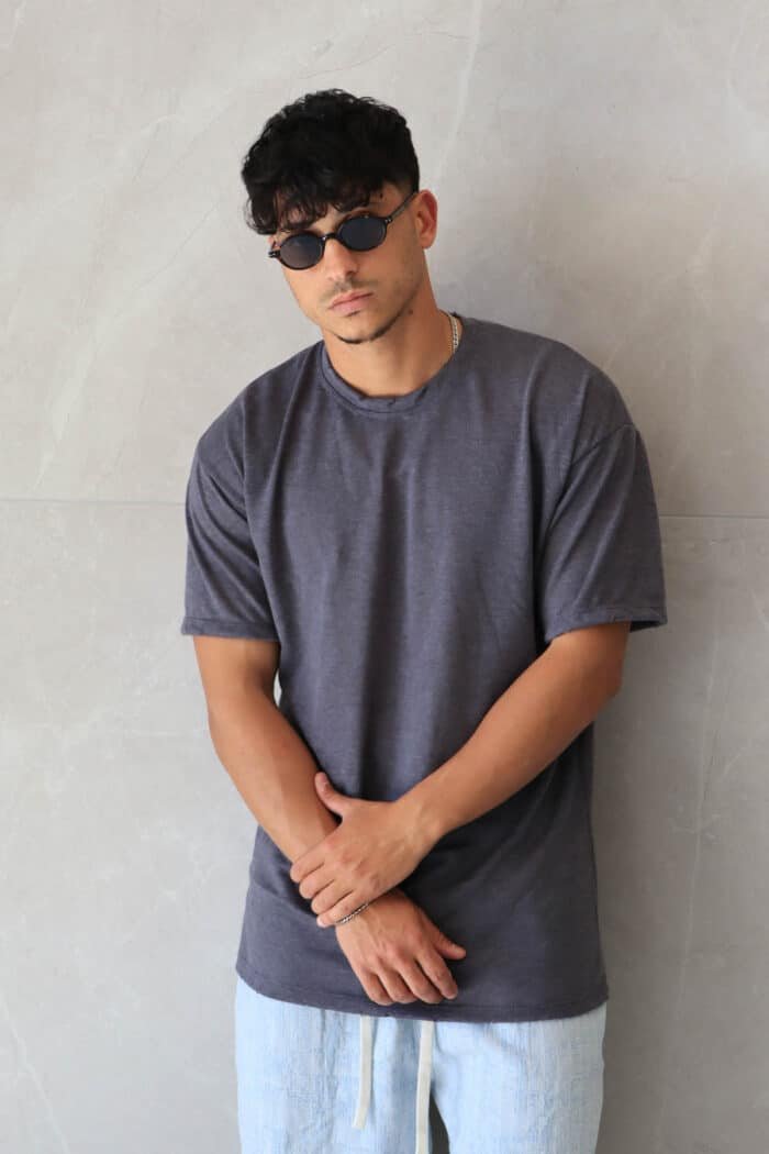 ⁦חולצת פשתן סלאב אפורה⁩ – תמונה ⁦3⁩