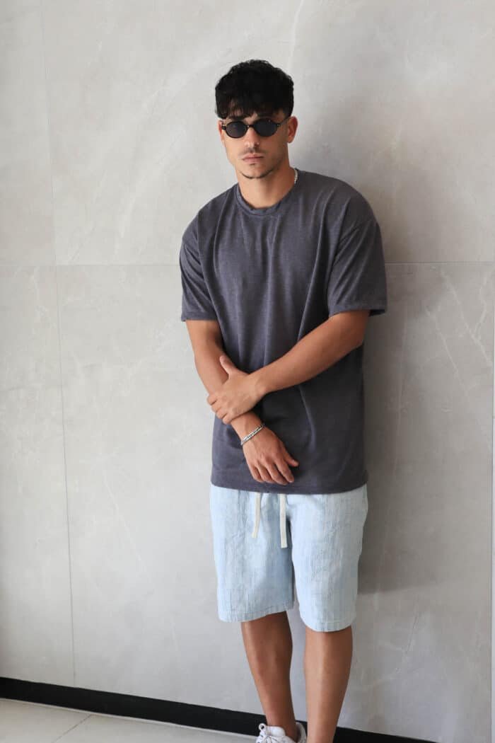 ⁦חולצת פשתן סלאב אפורה⁩ – תמונה ⁦5⁩