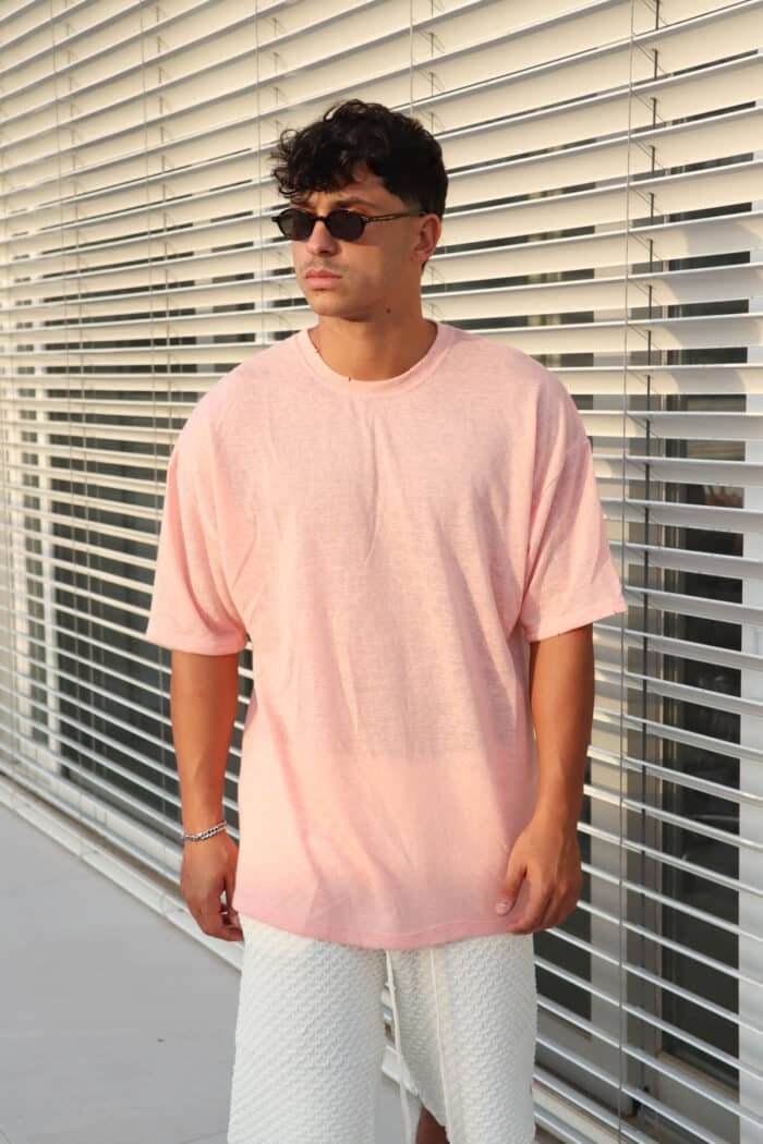 ⁦טישרט פשתן אפרסק⁩ – תמונה ⁦5⁩