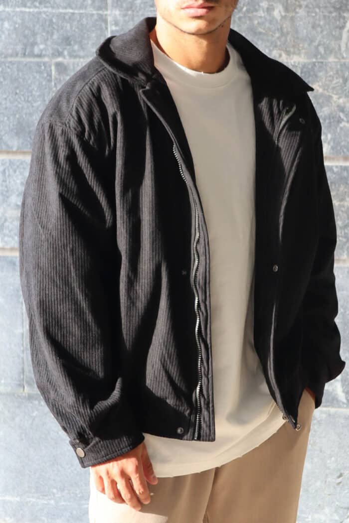 ⁦גקט קורדרוי box fit שחור⁩ – תמונה ⁦3⁩