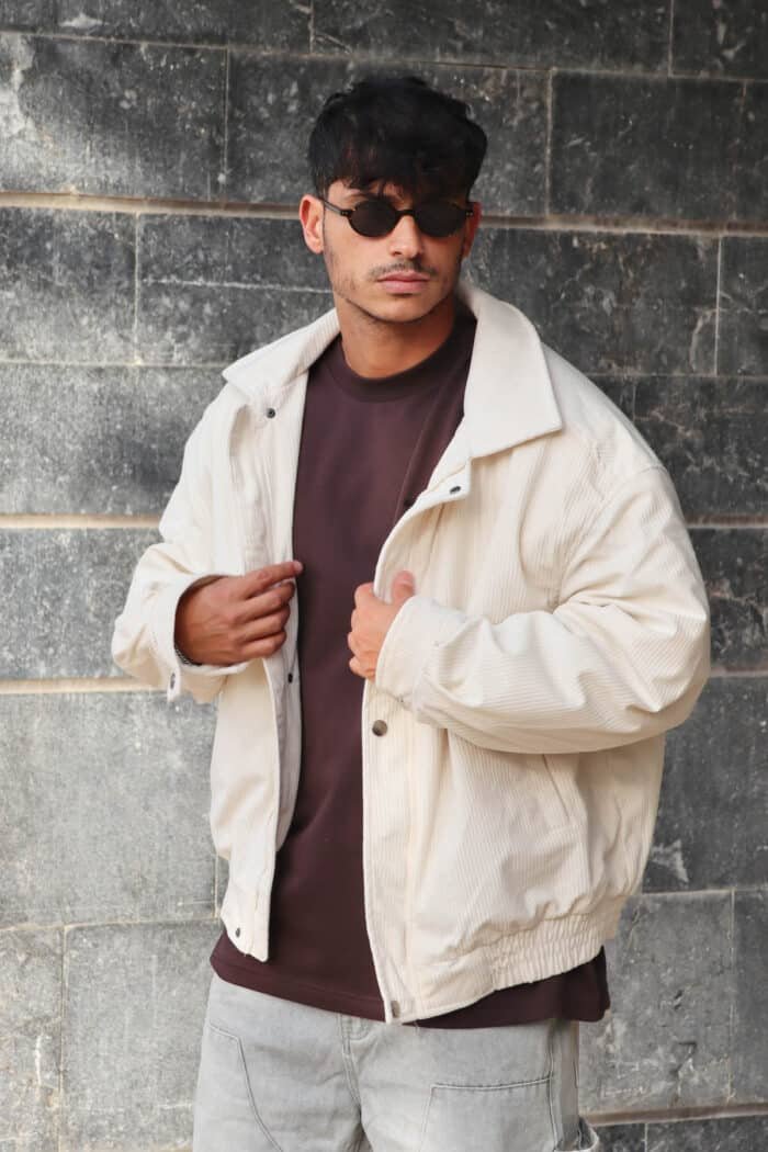 ⁦גקט קורדרוי box fit שמנת⁩ – תמונה ⁦1⁩