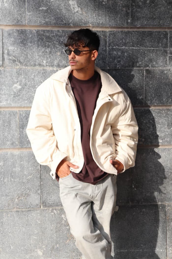 ⁦גקט קורדרוי box fit שמנת⁩ – תמונה ⁦3⁩