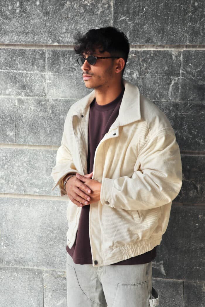 ⁦גקט קורדרוי box fit שמנת⁩ – תמונה ⁦4⁩